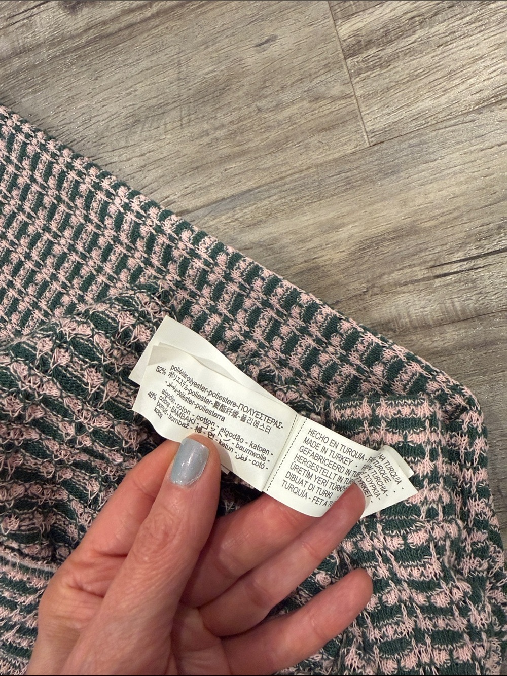 Zara Pink & Green Geometric Knit Pull-On Wide Leg Pants Size S - Picture 8 of 10